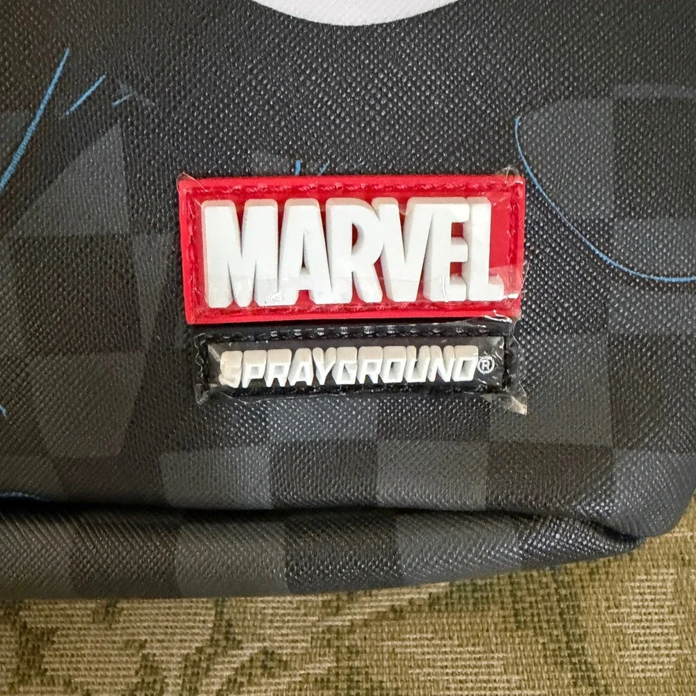Sprayground Marvel Venom Shark Backpack Mens Womens Black Checkered Graphic Bag